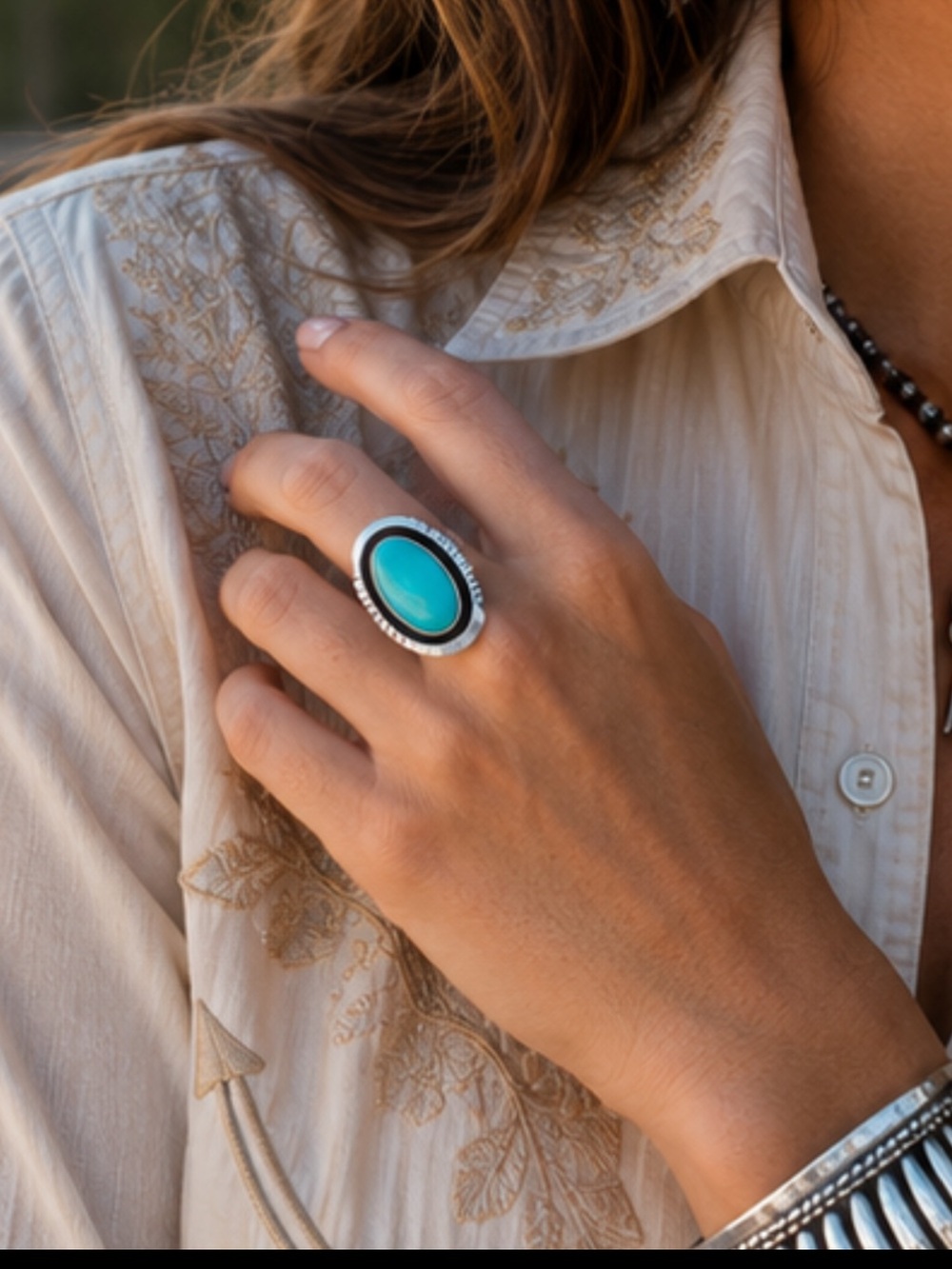 Navajo Will Dentindale Turquoise & Sterling Silver Ring